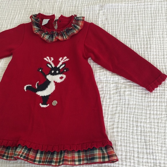 Festive Red Dress with reindeer - Picture 2 of 6